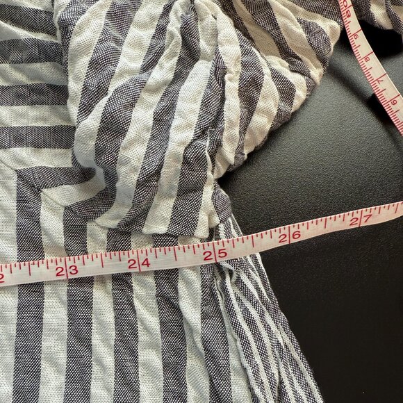 Jane & Delancey Womens 10 Shirt Blouse Tunic Gray White Stripe Button 2X Preppy - Picture 7 of 9